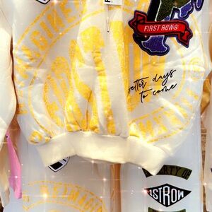 First Row Women's White and Yellow Joggers